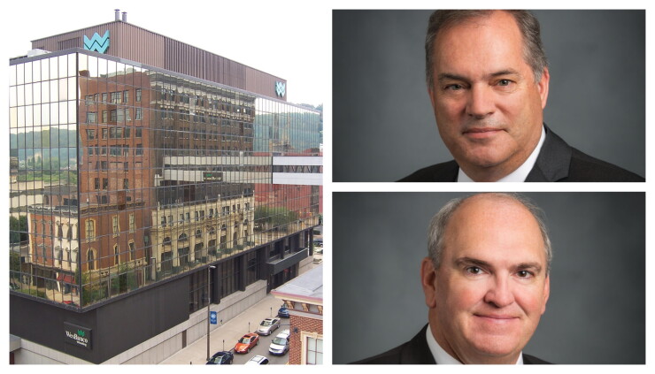 Todd Clossin, outgoing CEO of Wesbanco (top right) and Jeff Jackson, incoming CEO (bottom right)