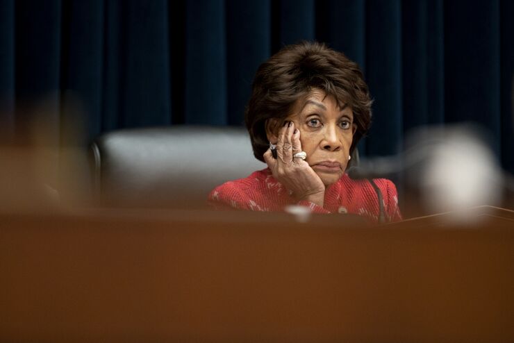 “I am disappointed that you would seek to deny the public an opportunity to provide their feedback on ways the FDIC’s bank merger review procedures could be strengthened as envisioned by the Board,” wrote House Financial Services Committee Chair Maxine Waters.