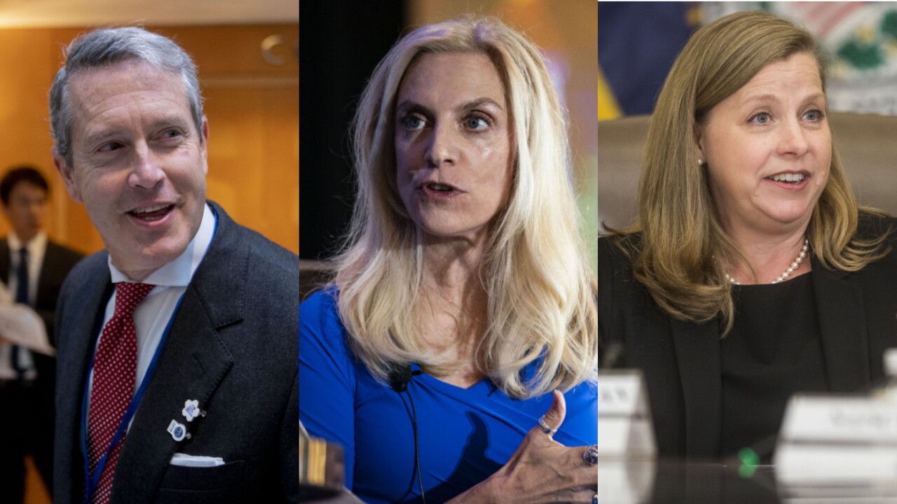 Up to now, Gov. Randal Quarles chaired the Fed's powerful internal committee dealing with supervision, of which Govs. Lael Brainard, center, and Michelle Bowman are also members. The committee will operate without a chair temporarily.