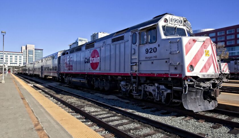 Caltrain train leaving San Francisco in 2009