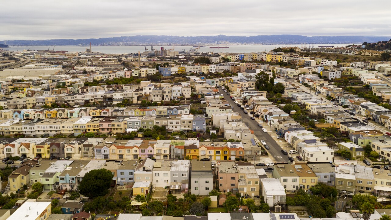 Arerial View Row Houses Streets and Neighborhoods of South San Francisco California