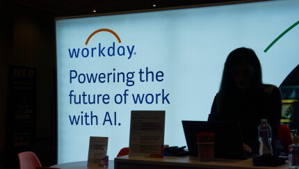 Workday signage at an AI conference