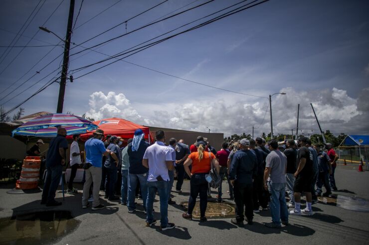 Demonstrators blocking a LUMA facillity in Puerto Rico