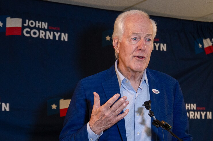 Senator John Cornyn, a Republican from Texas, speaks to members of the media during a "Get Out The Vote" event at the Corpus Christi Police Officers Association Hall in Corpus Christi, Texas.