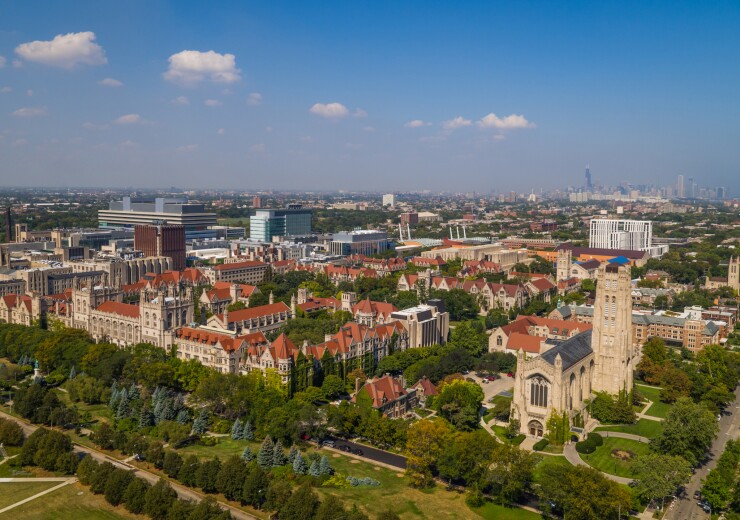 University of Chicago campus, aerial view
