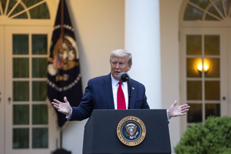 President Trump before podium