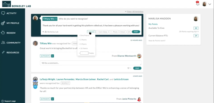 Bucketlist employee engagement software