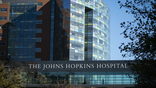John Hopkins Hospital building and sign