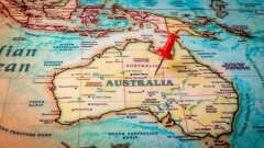 Australia on a globe