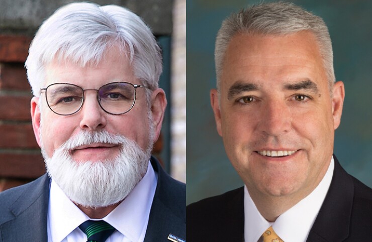 W. Scott McSween, left, the current CEO of Burke & Herbert Bank, and David Boyle, the CEO-designate.