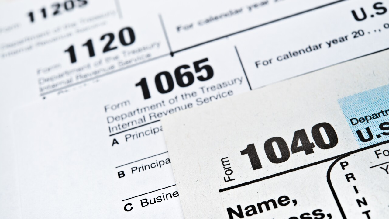 Individual and business tax forms 1040, 1065, 1120 and 1120S