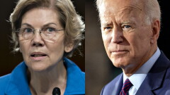 Sen. Elizabeth Warren, right, and former Vice President Joe Biden.