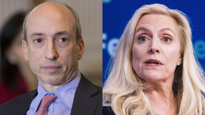 Gary Gensler, left, has reportedly been tapped to vet financial regulatory appointments for the Biden transition team. Fed Gov. Lael Brainard has been mentioned as a potential choice for Treasury secretary in the new administration.