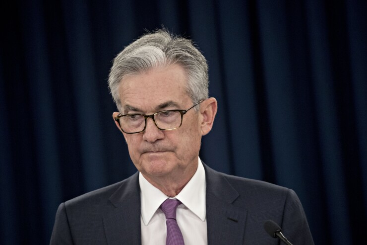 Jerome Powell, chairman of the Federal Reserve, pauses while speaking during a news conference following a Federal Open Market Committee meeting in Washington on June 19, 2019.