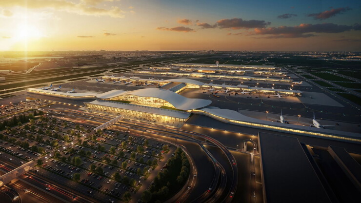 A rendering of a proposed renovation of Dulles International Airport