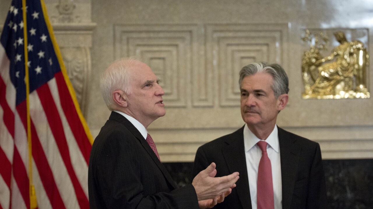 Former Federal Reserve Gov. Daniel Tarullo (left) with now Fed Chairman Jerome Powell