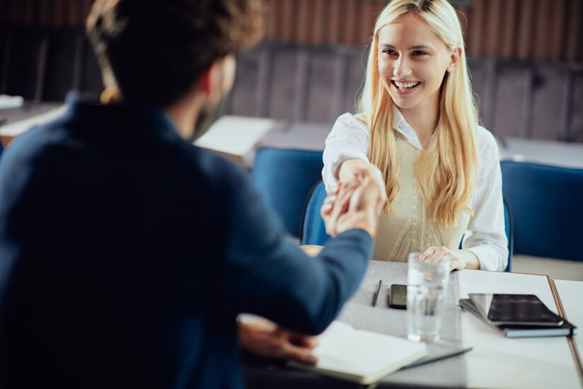 Young woman interviewing for a job