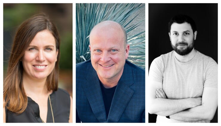 Left to right: Evan English, who leads Enterprise Design & Research at American Express; Ryan Cailliet, vice-president of product design and research; Danny Forst, vice-president of product design