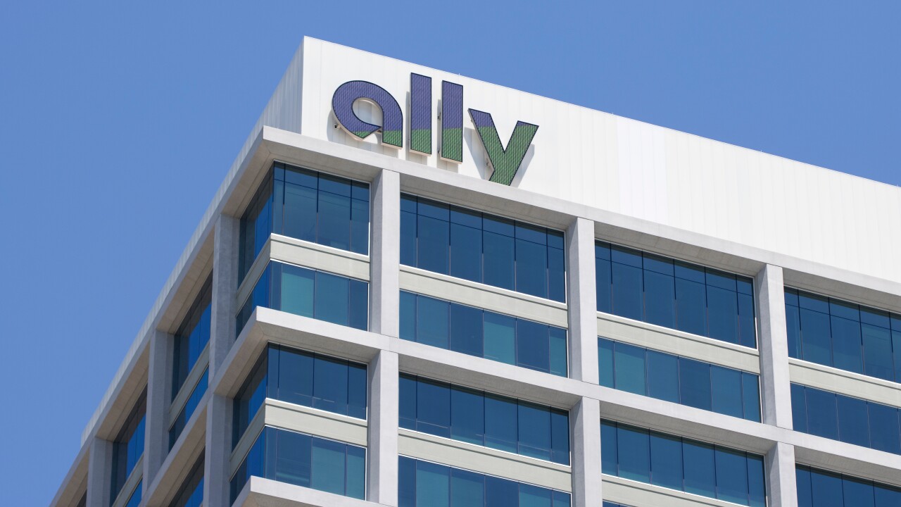 Charlotte, NC, USA - June 18, 2022: Ally logo is seen at the Ally Charlotte Center in Charlotte, North Carolina. Ally Financial is a bank holding company that provides financial services.