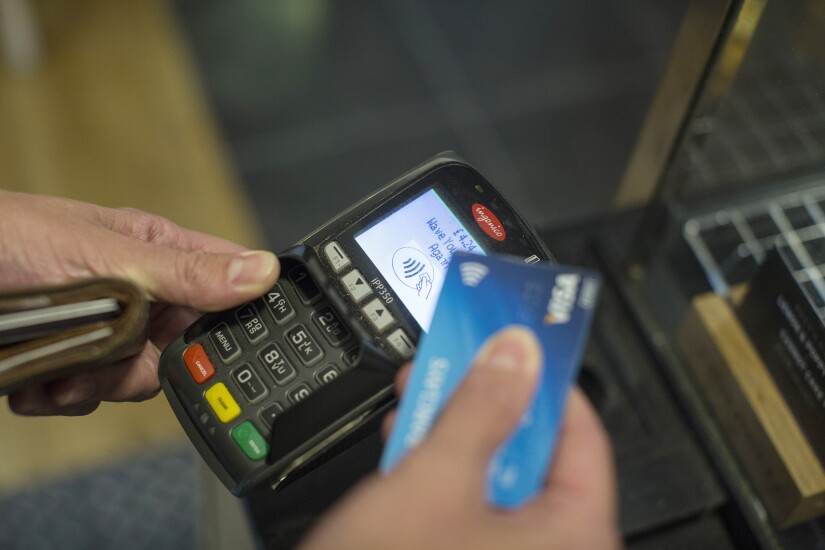 An Ingenico contactless payment terminal