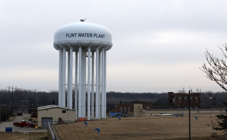 The Flint water plant stands in Flint, Michigan, U.S., on Friday, Feb. 7, 2016. 