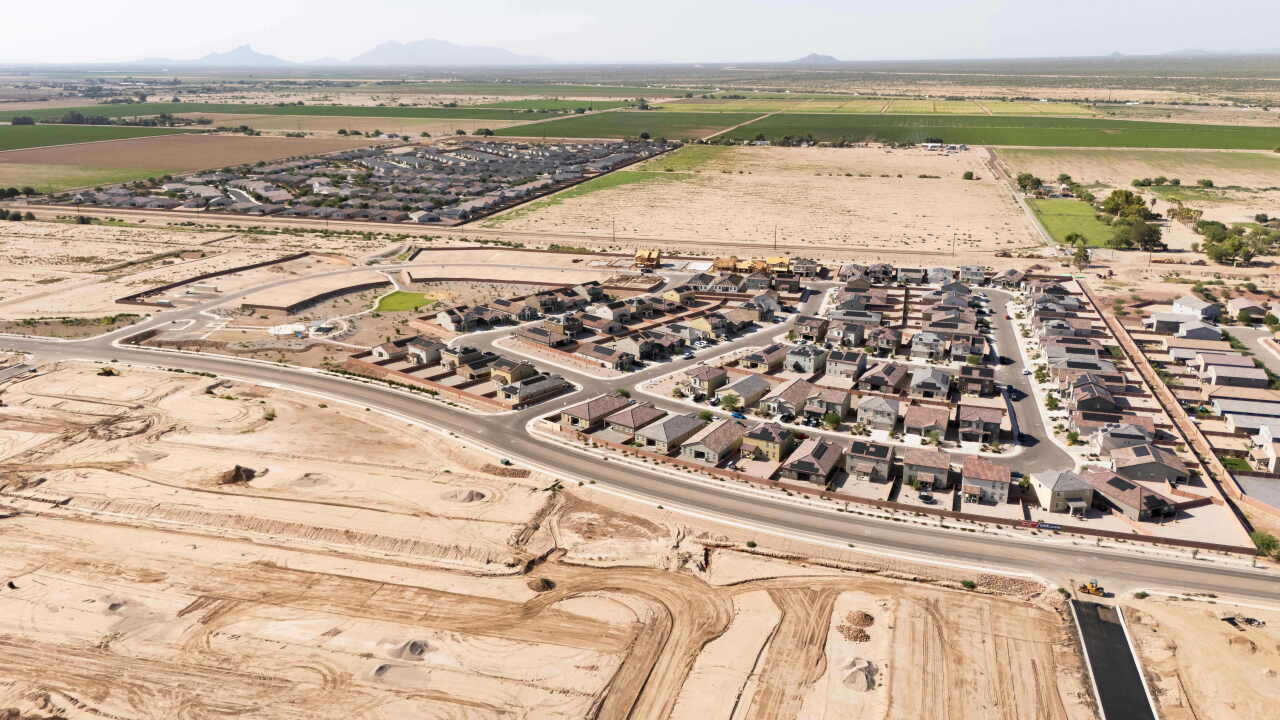Aerial view of housing tract under construction