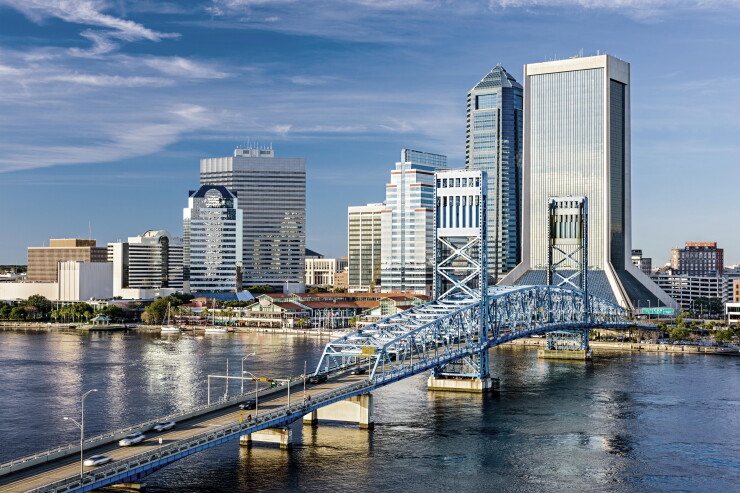 A view of Jacksonville, Florida, and the St. Johns River.