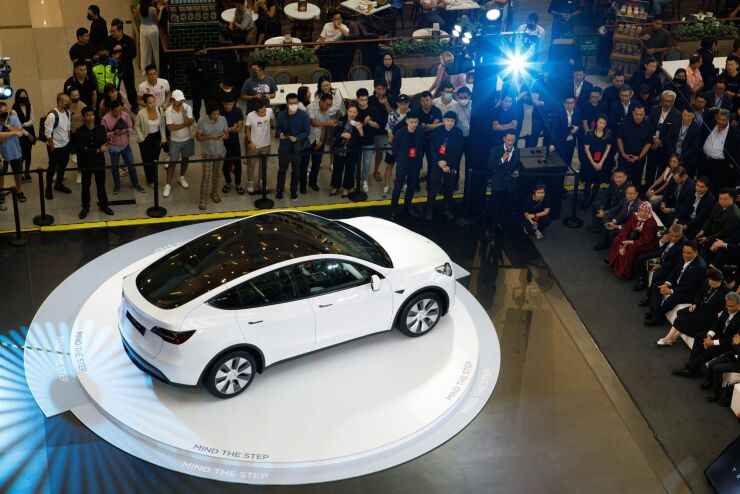 The Tesla Inc. Model Y electric vehicle