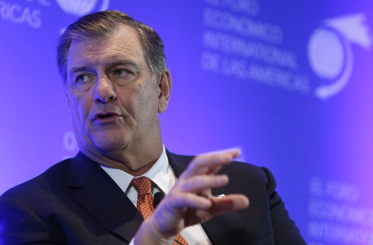 Mike Rawlings, mayor of Dallas, speaks during the International Economic Forum Of The Americas (IEFA) in Montreal, Quebec, Canada, on Wednesday, June 14, 2017. 