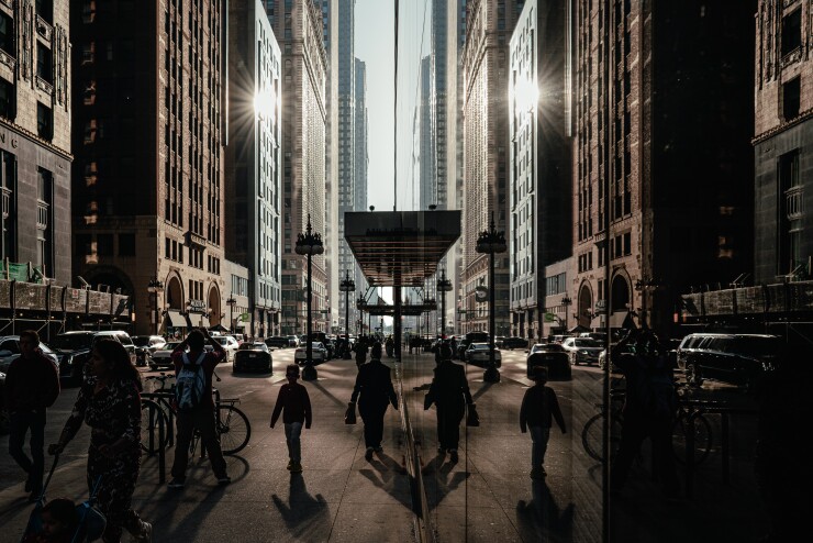 Pedestrians in Chicago's Loop