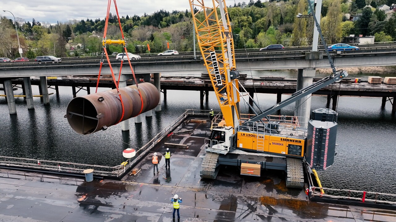Work on the Portage Bay Bridge