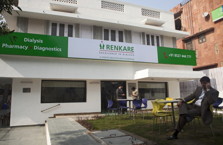 A Fortis Healthcare India Ltd. Renkare dialysis clinic stands in New Delhi, India.