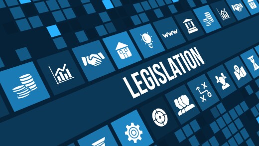 legislation concept image with business icons and copyspace.