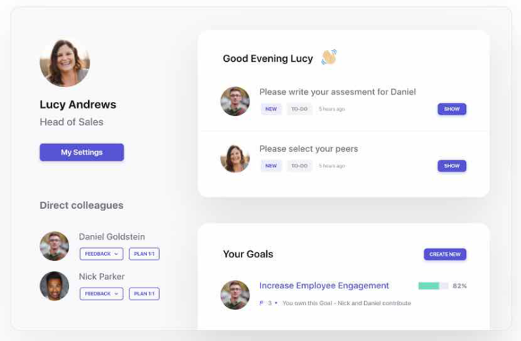 Screenshot of employee onboarding software Leapsome