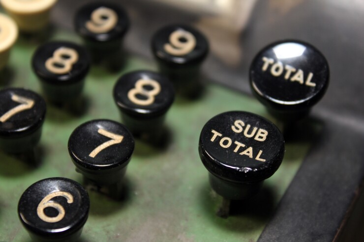 Old-fashioned adding machine keys