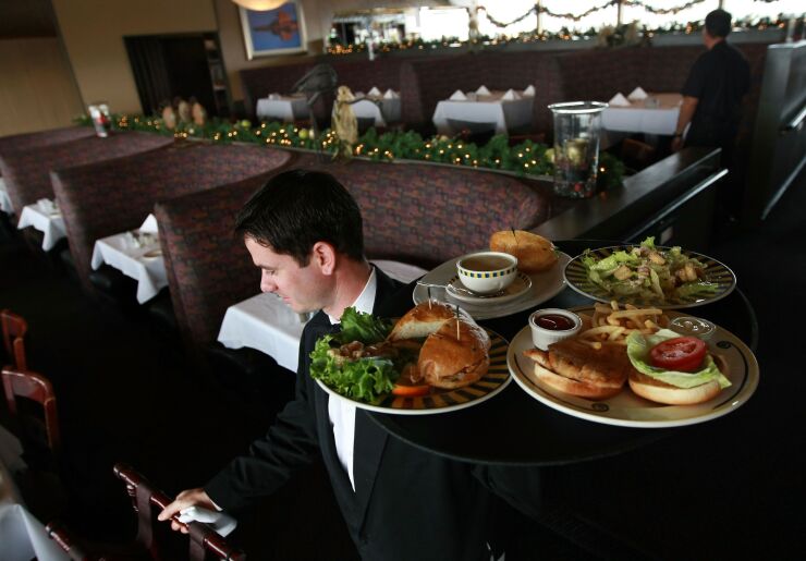 Server with tray of food