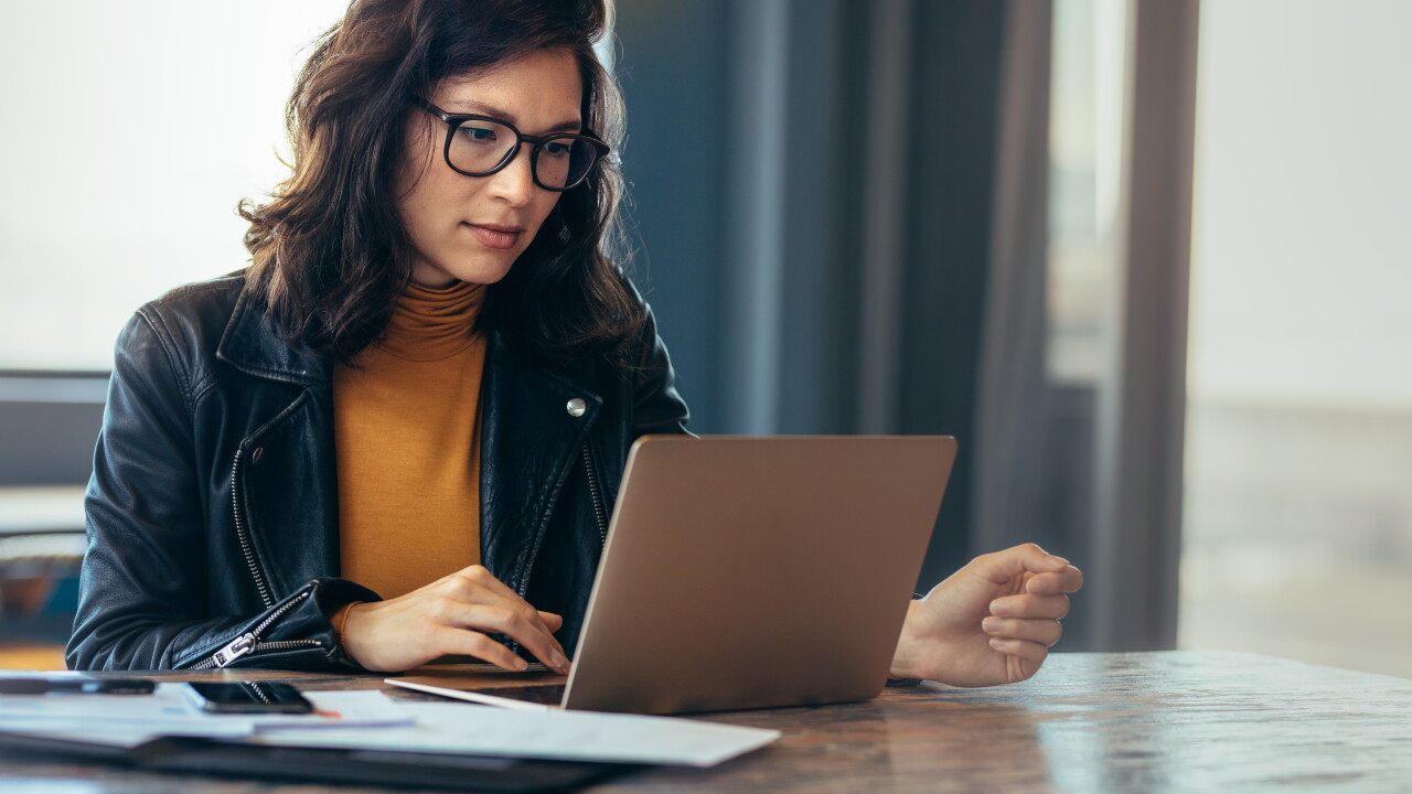 Woman working laptop at office