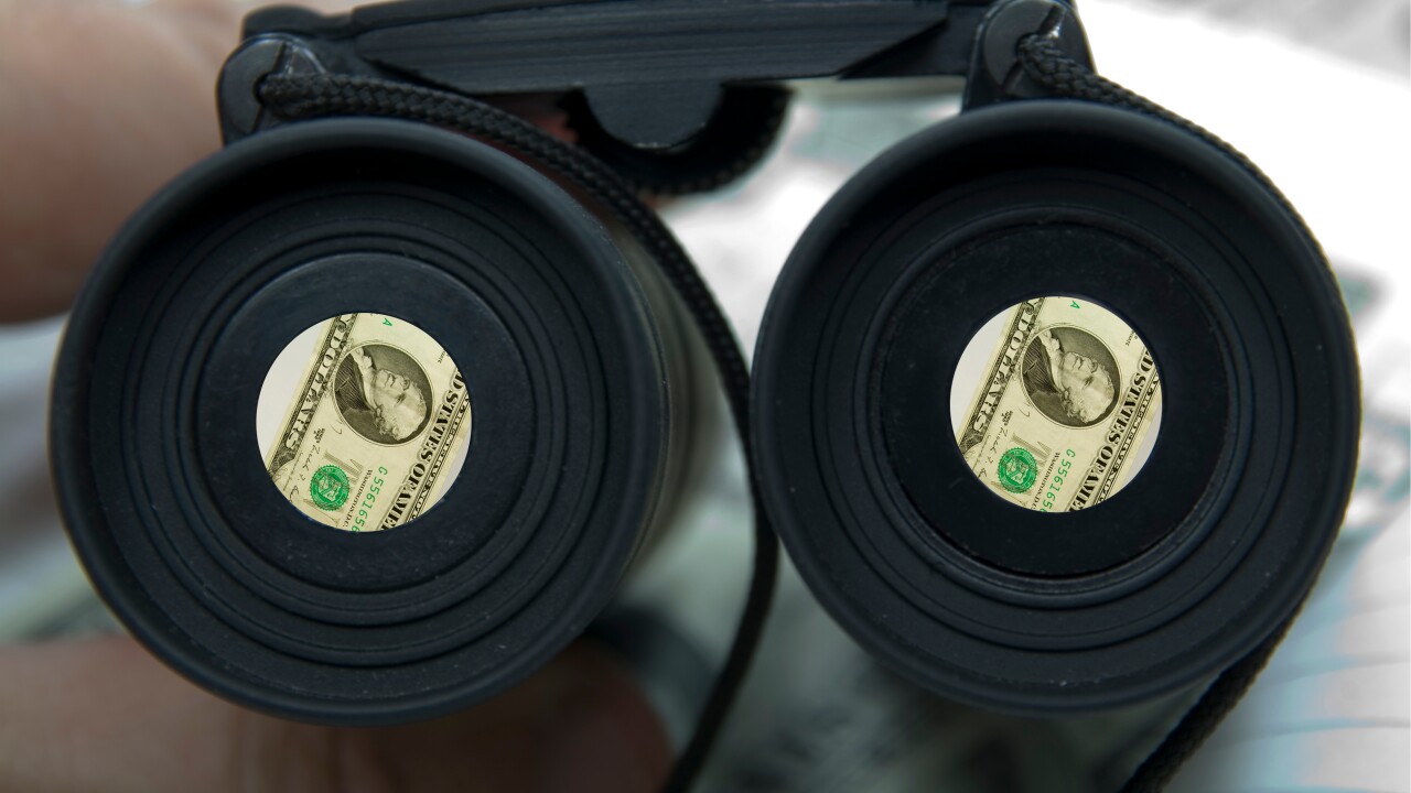Binoculars and money, wealth