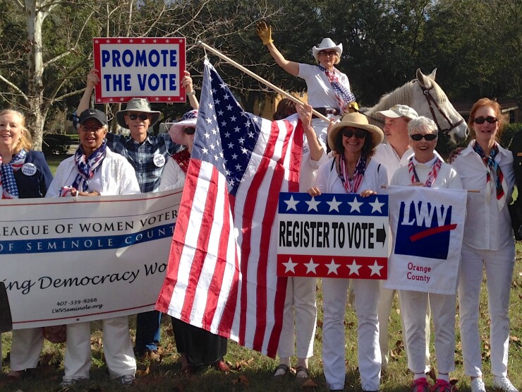 League of Women Voters of Florida promote voting in 2017.