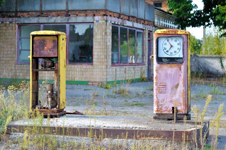 old rusted gas pumps