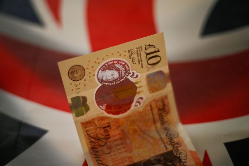 U.K. pound and union jack flag