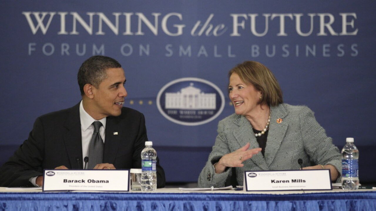 Karen Mills with Barack Obama