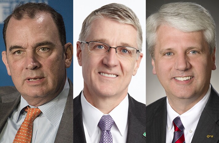 From left: John Shrewsberry of Wells Fargo; Brad Conner of Citizens Financial; and Don Kimble of KeyCorp.