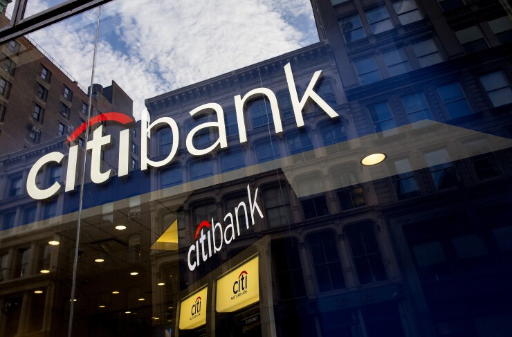 Citibank signage outside a branch.