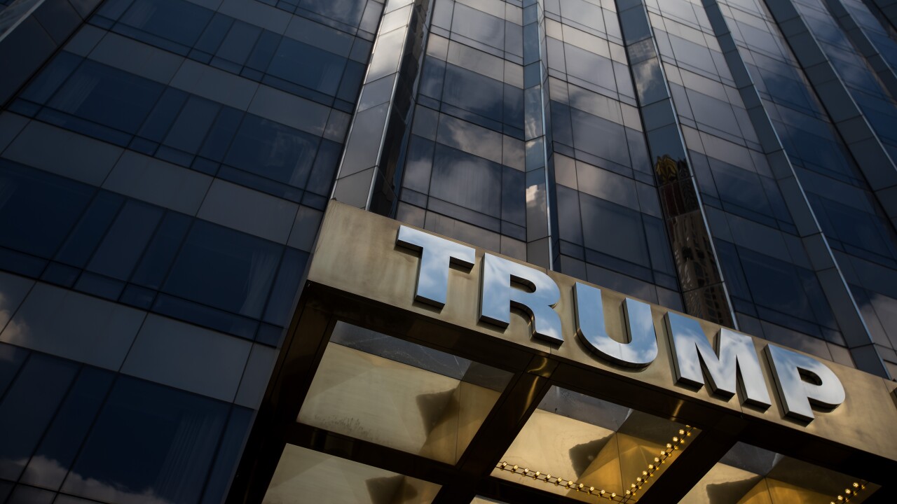 Signage is displayed at the Trump International Hotel & Tower in New York.