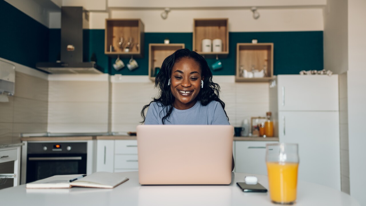 Woman working from home.