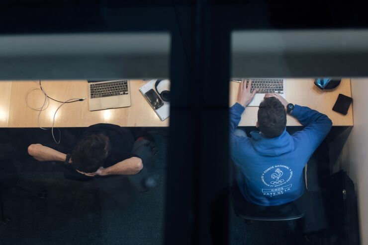 Employees work in the Logic Founders office in Paris, France, on Friday, Feb. 24, 2023. A growing number of startups are setting up in Paris as the French government pushes to be at the forefront of Europe’s financial technology sector. Photographer: Cyril Marcilhacy/Bloomberg