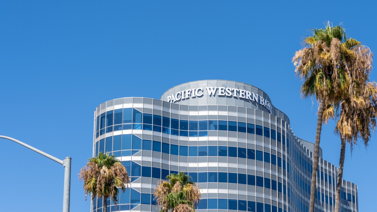 Beverly Hills, CA, USA - July 11, 2022: Pacific Western Bank hea