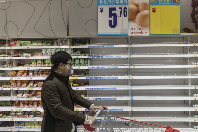 empty grocery shelves in China