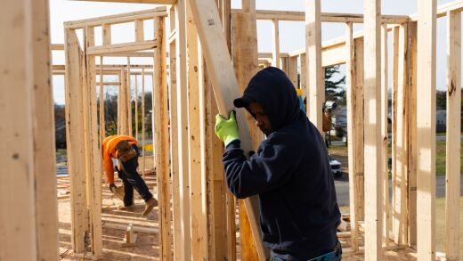 A home under construction in Loudonville, New York, US